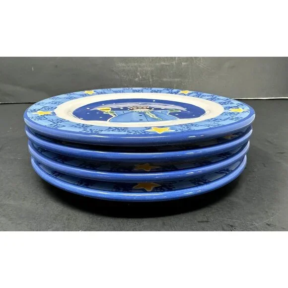 Vtg 4 SANDI GORE EVANS S'MORES THE MERRIER Jolly Follies Salad Plates Snowman - Picture 7 of 13